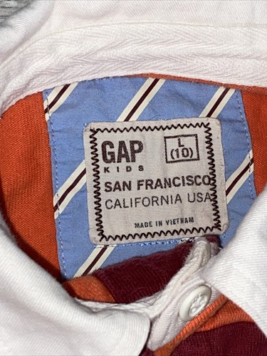 Gap Kids Boys Size Small 10 Orange & Red Long Sleeve Rugby Polo Shirt - Picture 4 of 10