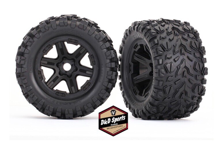 Traxxas 8672 Tires wheels assembled glue Black Talon EXT 17mm ERevo 2.