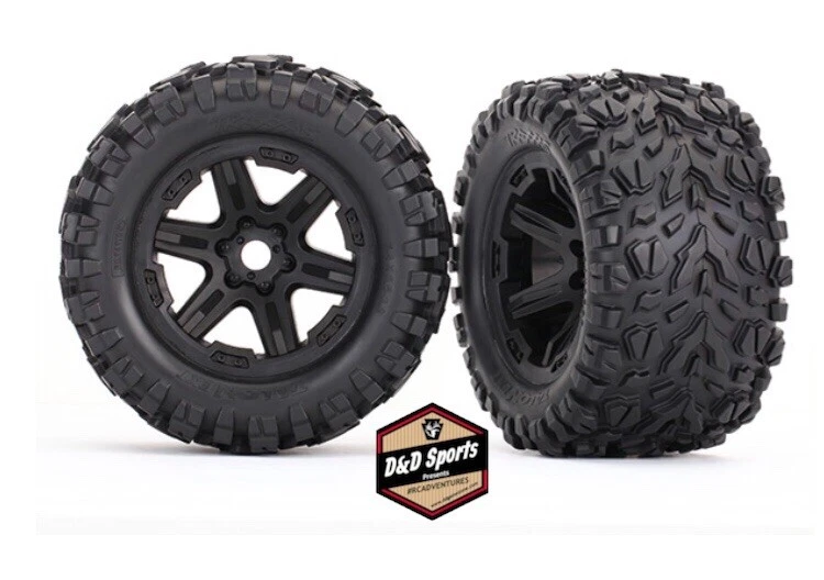 Traxxas 8672 Tires wheels assembled glue Black Talon EXT 17mm E-Revo 2.0 - Image 1 of 1
