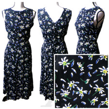 Y2k Maxi Dress 8 Dark Fairy Navy Floral Buttons all the way down & ties MPH
