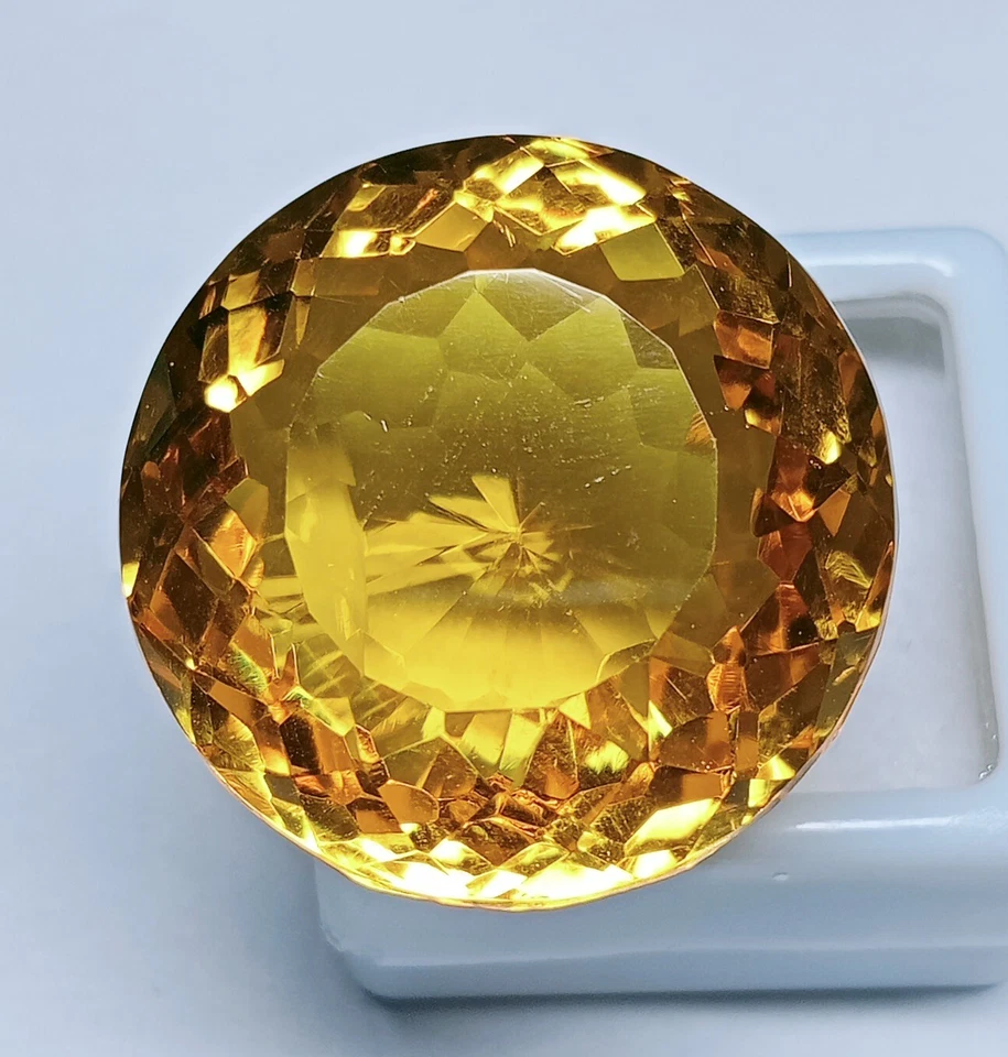 A++ Round Cut Yellow Natural Brazilian Topaz 100 Ct EGL Certified Loose Gemstone - Image 3 of 4
