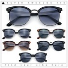Iconic Half Rim Gentlemanly Hipster Fashion Horn Temple Sunglasses