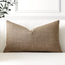Linen Throw Pillow Cover Set of 1 Decorative Lumbar 12" x 20" Brown
