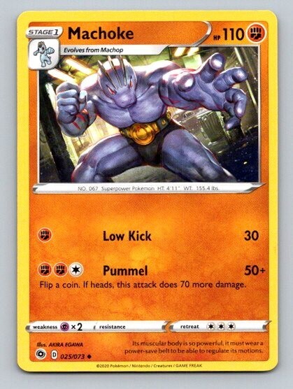 2020 Pokemon Card Champions Path Machoke 25/73