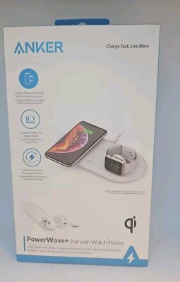 Anker PowerWave+ Qi Wireless Charging Pad with Apple watch Holder - White OB