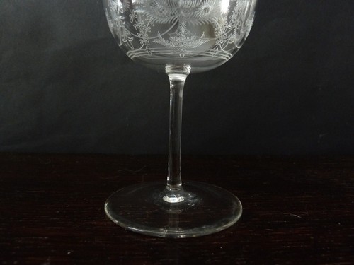 6x Fine Antique Pall Mall Acid Etched Wine Glasses, Crystal, h11,9cm - Picture 10 of 10