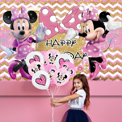 Minnie Mouse Party Zubehör Party Deko Set Teller Luftballons Tischdecke Banner - Bild 8 von 8