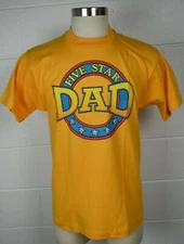 Vintage Screen Stars Best Five Star Dad Tshirt Tee Single Stitch 50/50 Yellow L