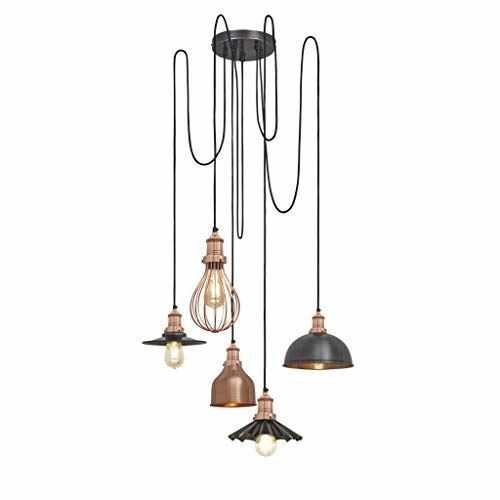 Industville - Brooklyn 5 Wire Pendant - Copper - Includes Shades