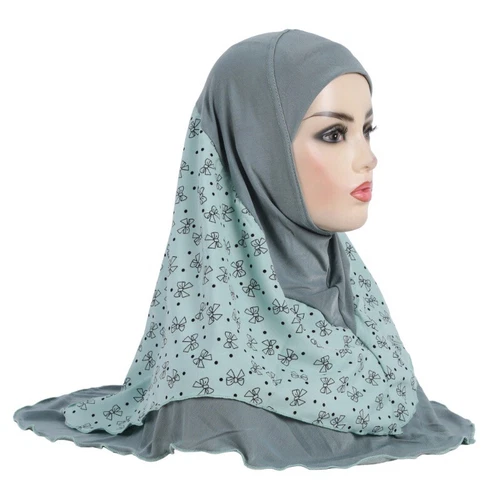 Fit 8-15 year old Muslim girl Arab headscarf floral Abaya base scarf- - Picture 21 of 31