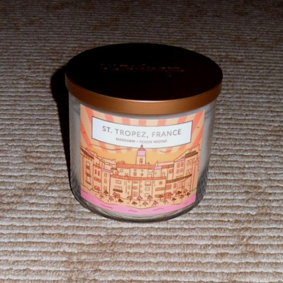 Ulta St. Tropez, France Mandarin Peach Nectar Soy Blend Candle 3-Wick 15 oz! New