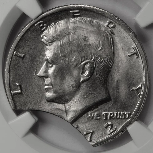 1972 NGC MS65 Large 20% Curved Clip Kennedy Half Dollar Mint Error