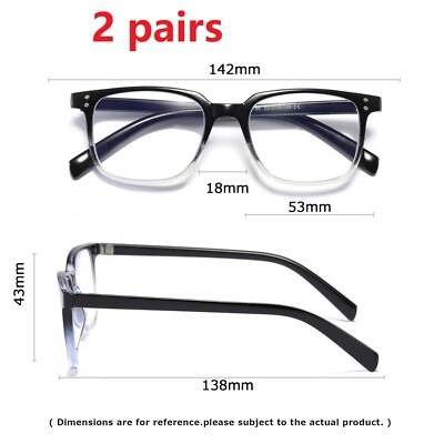 2 PK Unisex Blue Light Blocking Reading Glasses Computer Readers For Men Women