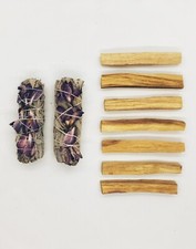 7 Palo Santo Sticks  2 White Sage Violet Pink Plumeria Smudge