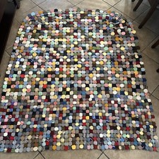 Vintage Beautiful Handmade Large YoYo Quilt 82x70 Inches Colorful