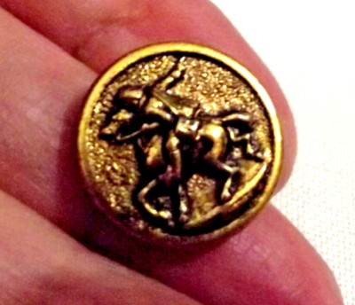 Vintage Metal Picture Button - Equestrian (steelback) (BBB)  (4190)