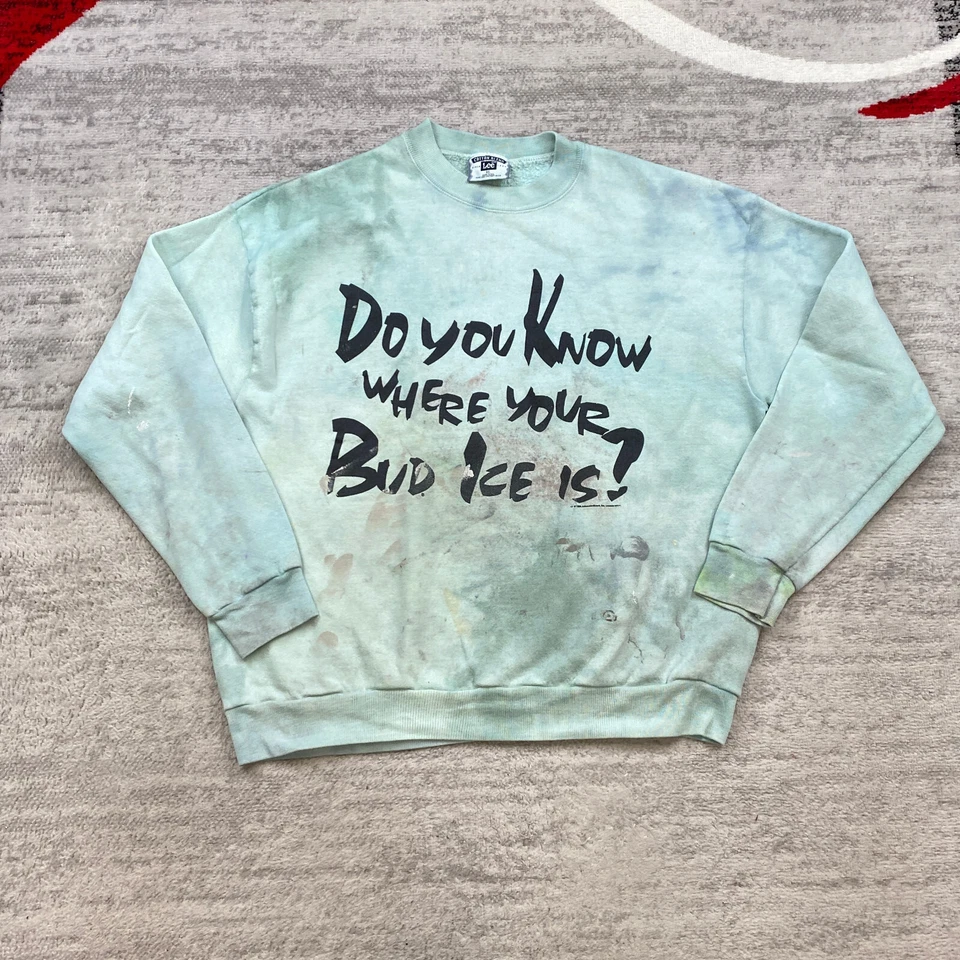 Sudadera De Colección Budweiser Ice Extra Grande Verde Bud ICE Penguin 1988 Cerveza Hockey Foto 2 de 4