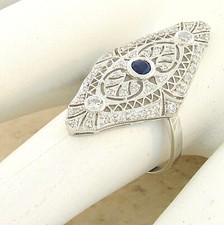 925 STERLING SILVER ART DECO STYLE LAB-CREATED SAPPHIRE  CZ RING      833
