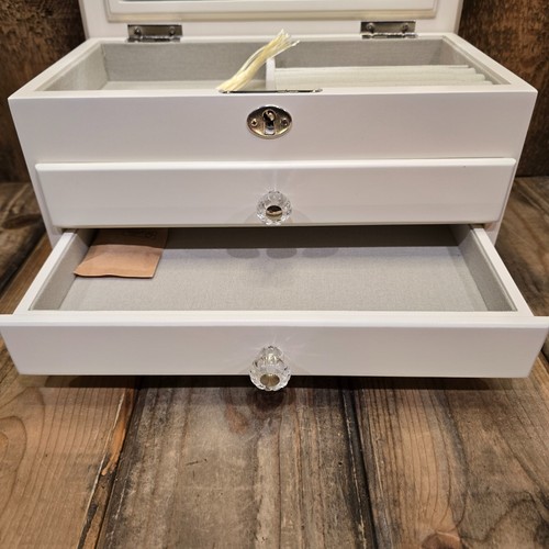 POTTERY BARN TEEN CHLOE JEWELRY BOX WHITE WOOD / NATURAL LINEN ~ MONOGRAMMED* - Picture 5 of 13