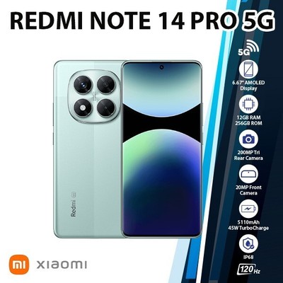 Xiaomi Redmi Note 14 Pro 5G Android Cell Phone (Green/12GB+256GB/Dual SIM)