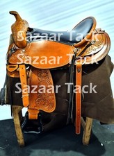 Western Saddle Barrel Racing Horse Pleasure Trail Floral Tooled Leather Tack Set