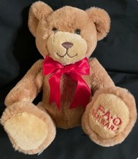 NWOT FAO SCHWARZ 10" PLUSH SITTING SUPER SOFT TEDDY BEAR W/ EMBROIDERED FOOT