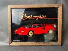 Vintage Red Lamborghini Graphic Creations Inc. Framed Glass 17.5" x 13.5" Car