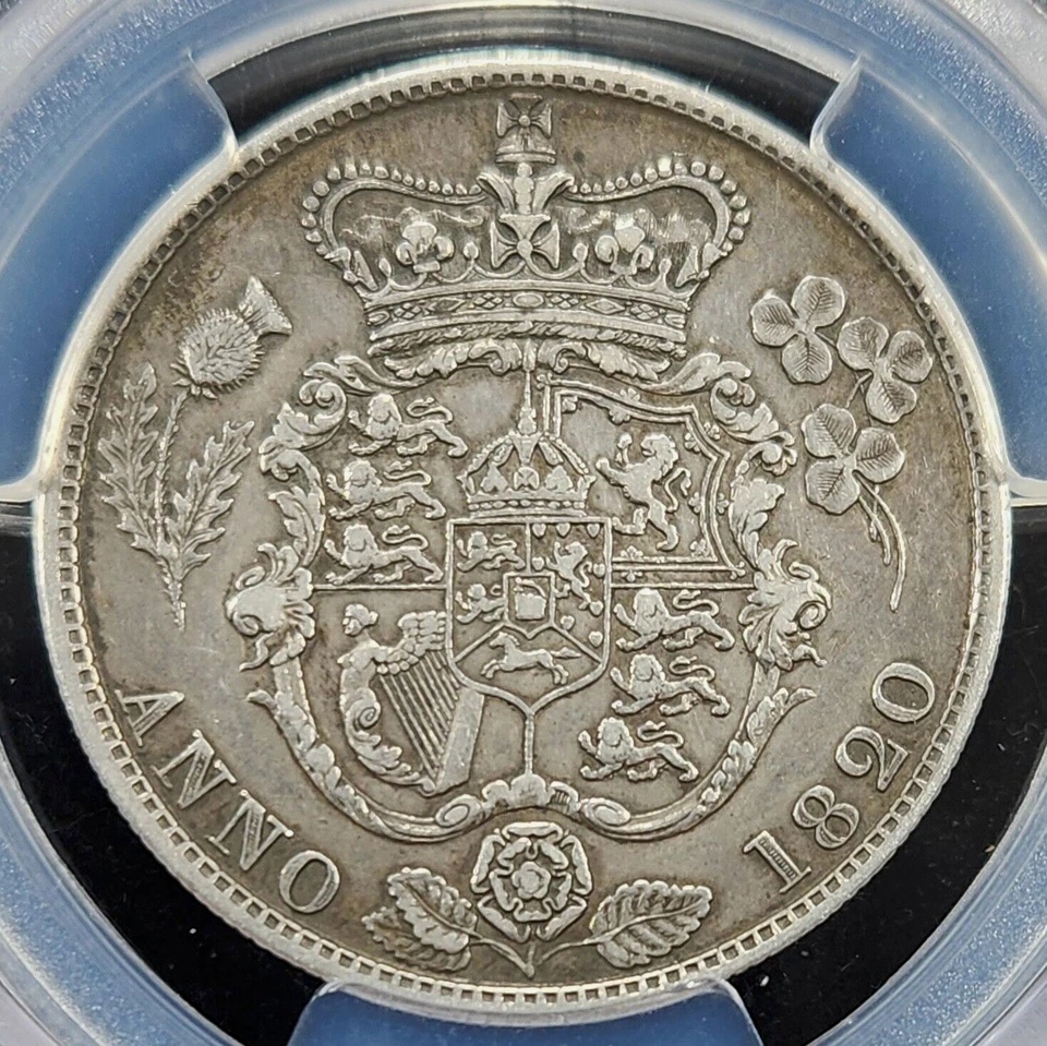 Silver 1820 Great Britain 1/2 Half Crown S-3807 | PCGS XF45 - Image 2 of 3
