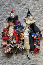 10 Clown Harlekin Figuren Konvolut  Keramik Porzellan Für Sammler Alt Vintage