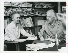 Albert Einstein w/ Ir&egrave;ne Joliot-Curie &ndash; Vintage Original 1955 UPI Photograph
