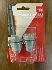 Vacu Vin Wine Saver Vacuum Stoppers Set of 2 – Grey- NIP