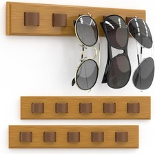 3 Pack Sunglass Organizer, Wall Mounted Sunglasses Organizer, Wooden Glasses