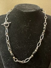 DAVID YURMAN Sterling Silver & 18K Gold Faceted Oynx Bijoux Chain 18” Necklace