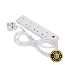 EXTENSION LEAD CABLE Electric Plug Socket UK Mains Power 4 Gang Way 3 Meter