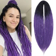 Leeven 24 Inch Synthetic Double Ended Dreadlock Extensions Black to Purple Thin