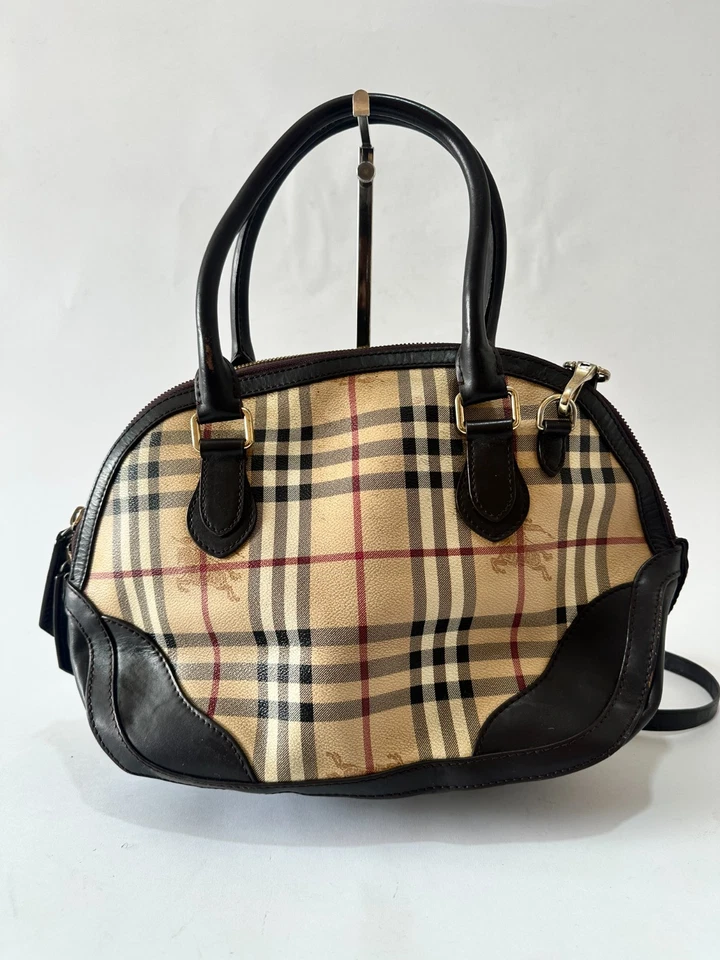Burberry Beige/Brown Haymarket Check Coated Canvas and Leather Small Orchard Bag - Image 2 of 4