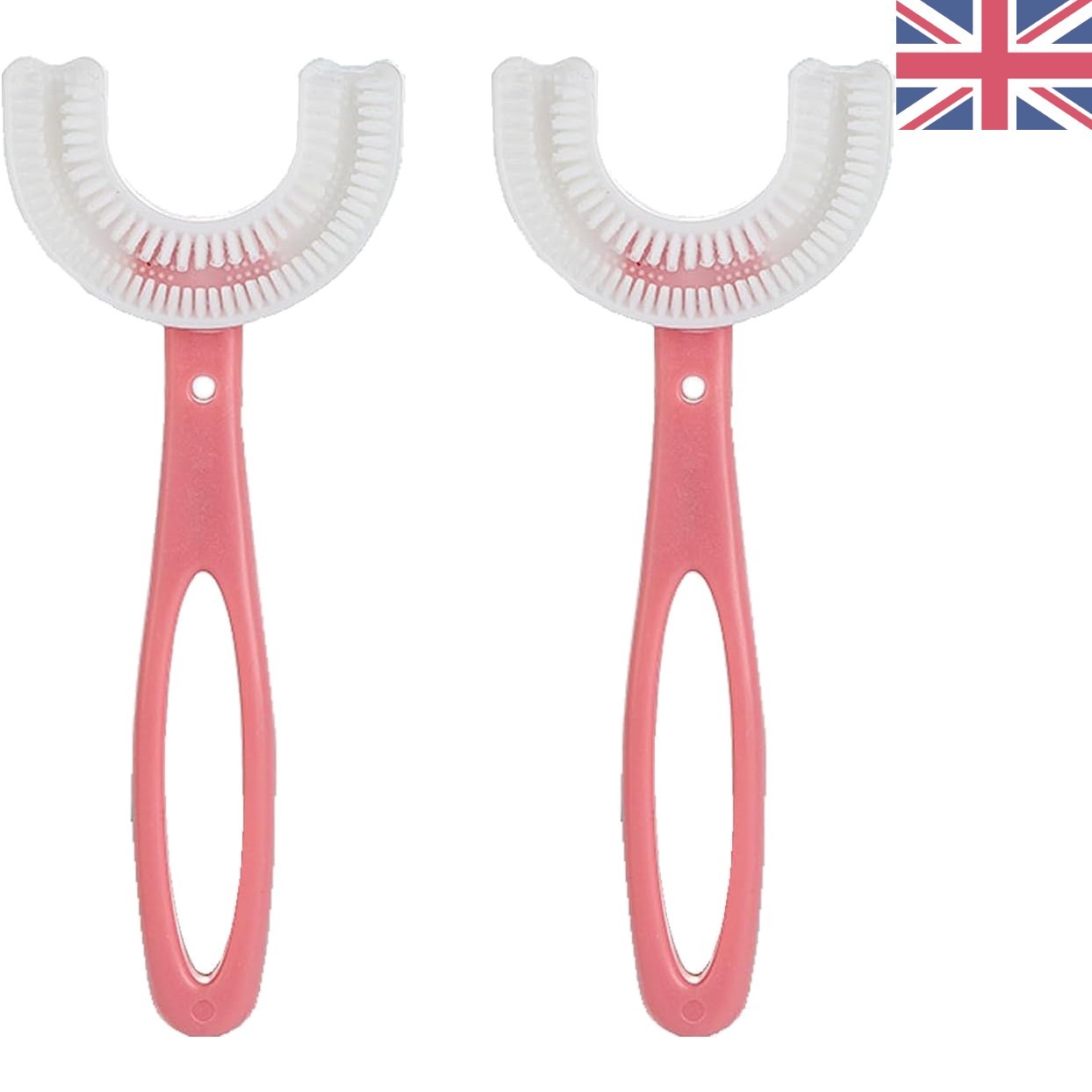 Portable Kids Toothbrush Set - 2 U-Shaped Brushes with Gentle Silicone Bristles