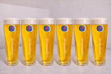 6x Fosters Lager Half Pint Glasses CE Nucleated M23
