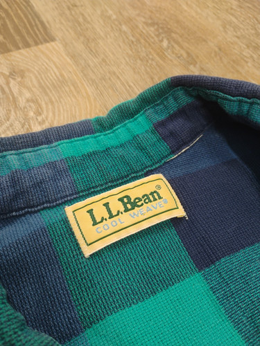 Vintage LL Bean Hemd Herren große Knopfleiste blau türkis kariert cool gewebt hergestellt in den USA - Bild 4 von 7