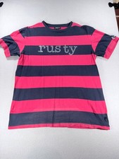 Y2K Vintage Rusty Shirt Stripes Blue and Red Logo Sz XL