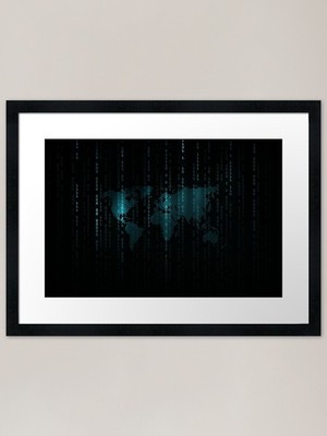 Binärcode Hintergrund Matrix Code Gerahmtes Wandbild Poster Leinwanddruck Bild