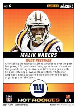 Malik Nabers 2024 Score - Hot Rookies #6 - New York Giants - Picture 2 of 2