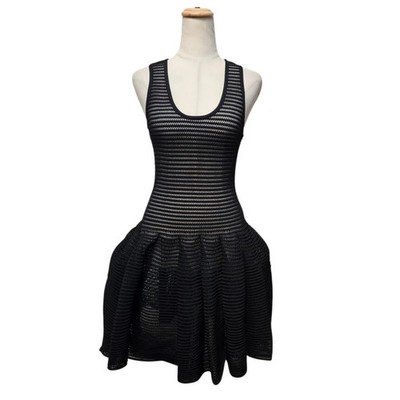 Alaïa Minikleid schwarz strukturiert Strick Reifrock Schlupf Größe 34 geformt...