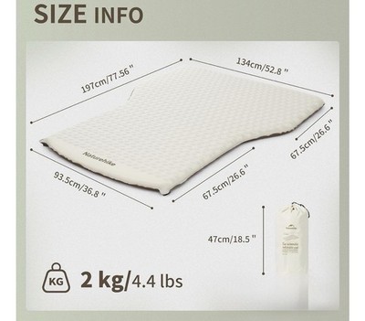 Naturehike 2.56   Thickened TPU Car Mattress for SUV Camping, Self Inflating ...