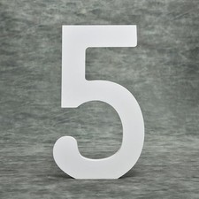 8 Inch Wooden Number 5 for Wall Decor, Large White Wood Standing Letters for ...