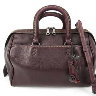 COACH Rogue Satchel 20216 Mini Boston Bag Red Brown Leather