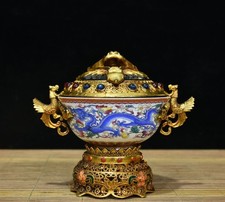 Antique enamel inlaid porcelain, dragon and phoenix bowls Dragon head for bowl,