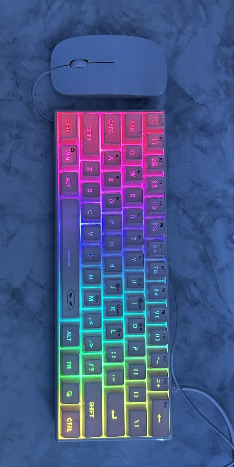 MageGee TS91 LED Gaming Keyboard & Mouse Combo – White – Backlit – USB Wired Set