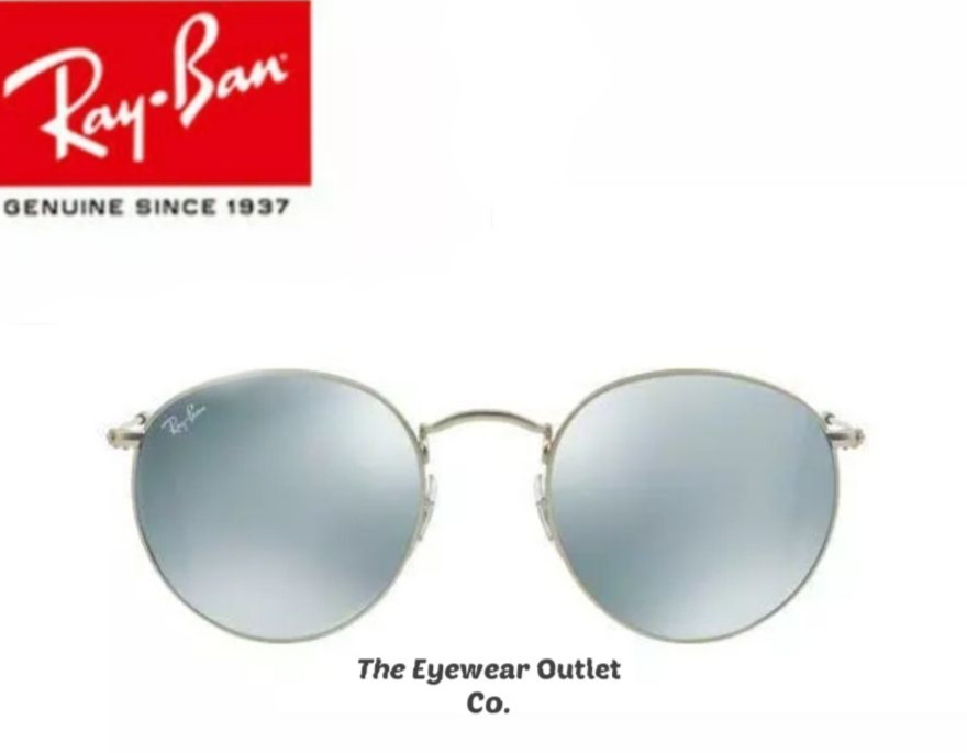 Expositor Tienda Rayban Redondo Metal RB3447 Plata Espejo Reflectante Hombre/Mujer 50mm