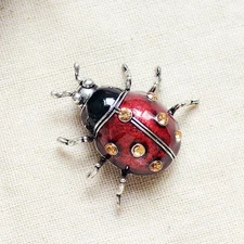 Enamel Rhinestone Ladybug Brooch Pin Vintage Style Insect Jewelry Gift New